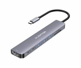 Lention 8v1 Rozbočovač USB-C na 3x USB 3.0 + SD/TF + PD +...