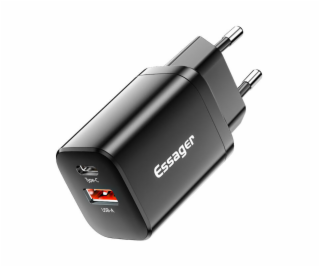 Essager PD+QC USB-C+USB-A 30W EU nabíjačka (čierna)