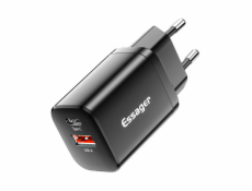 Essager PD+QC USB-C+USB-A 30W EU nabíjačka (čierna)