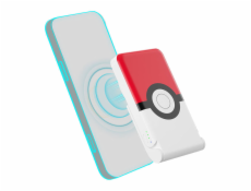 Indukčná powerbanka OTL 5000 mAh, USB-C 15W, Pokemon Pokeball so stojanom (červenobiela).