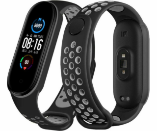 Pásek pro XIAOMI MI SMART BAND 5/6 Silikonový černý a šedý