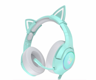 Herné slúchadlá K9 RGB USB cat ears zelená (káblová)