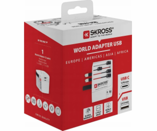 SKROSS cestovní adaptér MUV USB, USB A+C, univerzální pro...