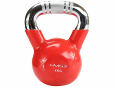 HMS Kettlebell Litinová KTC10 chromovaná rukojeť, rýhovaná červená, 10 kg (17-64-073)