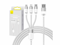 Kábel 3v1 USB Baseus radu StarSpeed, USB-C + micro + Lightning 3,5 A, 1,2 m (biely)