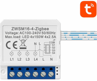 Šikovný spínací modul ZigBee Avatto ZWSM16-W4 TUYA