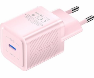 Wall Charger, Vention, FEPP0-EÚ, USB-C, 20W, GaN (pink)