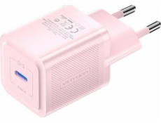 Wall Charger, Vention, FEPP0-EÚ, USB-C, 20W, GaN (pink)