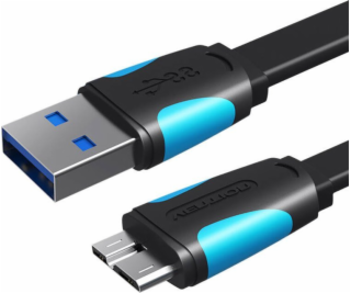 Flat USB 3.0 Micro-B cable Vention VAS-A12-B025 0.25m Black