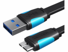 Flat USB 3.0 Micro-B cable Vention VAS-A12-B025 0.25m Black