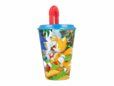 Detský kelímok na vodu so slamkou STOR 40530 430 ml Ježko Sonic (modrý a červený)