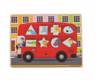 Bigjigs Toys Vkládací puzzle autobus se zvířátky