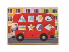 Bigjigs Toys Vkládací puzzle autobus se zvířátky