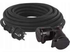 Venkovní prodlužovací kabel 10m / 2 zásuvky / černý / guma / 230 V / 1,5mm2