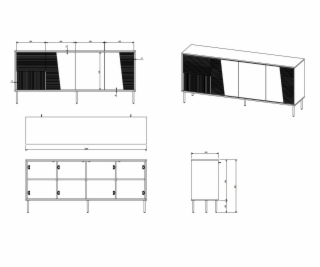 4D ABI komoda 200x45x88 matná černá