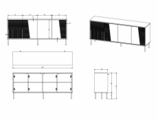 4D ABI komoda 200x45x88 matná černá