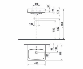 Umyvadlo JIKA LYRA PLUS H815380, 400×340 mm