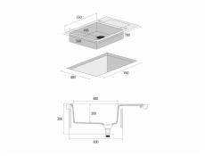 CONCEPT Granitový dřez s odkapem DG05L60bc Linea ČERNÝ