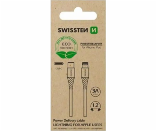 Data kabel SWISSTEN USB-C/Lightning 1,2m, bílá (ECO BALENÍ)