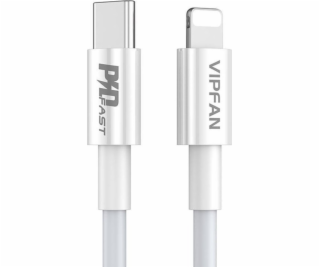 Kábel USB-C do Lightning VFAN P01, 3A, PD, 1m (biely)