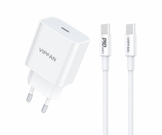 Nástenná nabíjačka VFAN E04, USB-C, 20W, QC 3.0 + kábel U...