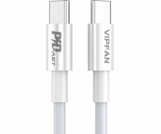 Kábel USB-C na USB-C VFAN P02, 1 m (biely)