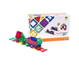 Magnetická stavebnica 3D Train Playmags 153 - súprava 50 ks