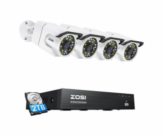 IP Camera ZOSI C105 4 pcs WiFi 8MP + NVR 8ch + 2TB HDD