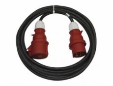 3 fázový venkovní prodlužovací kabel 25m / 1 zásuvka / černý / guma / 400 V / 2,5mm2