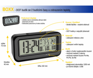TFA rádiem řízený digitální budík s automatickým podsvíce...