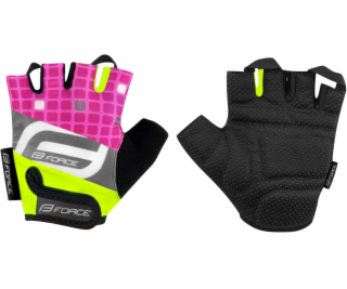 FORCE SQUARE KID, fluo-růžové rukavice vel.S