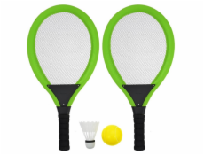 Set na plážové hry tenis/badminton 2xraketa, soft miček, badm. Košík, zelená