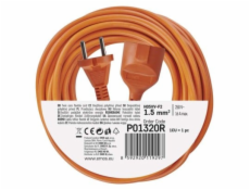 Dvoužilový pohyblivý přívod 20 m / 1 zásuvka / oranžový / PVC / 230 V / 1,5 mm2