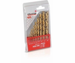 Kreator KRT012102 - 10 ks HSS Vrtáků do kovu TIN SET 1-10 mm