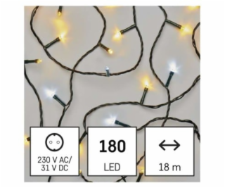 LED vánoční řetěz, 18 m, venkovní i vnitřní, teplá/studen...