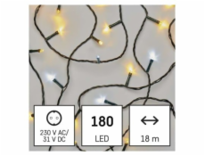 LED vánoční řetěz, 18 m, venkovní i vnitřní, teplá/studená bílá, časovač