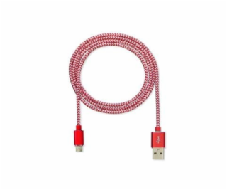 CUBE1 nylon datový kabel USB > microUSB, 2m, Red