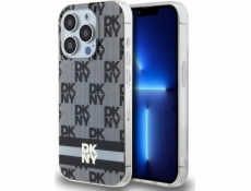 DKNY DKHMP15LHCPTSK iPhone 15 Pre 6.1 čierno/čierne pevné puzdro IML kockovaný mono vzor a tlačené pruhy MagSafe