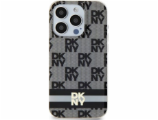 DKNY DKHMP15MHCPTSK iPhone 15 Plus / 14 Plus 6,7 čierno/čierne pevné puzdro IML kockovaný mono vzor a tlačené pruhy MagSafe