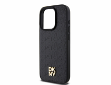 DKNY DKHMP13LPSHRPSK iPhone 13 Pro / 13 6.1 čierno/čierne pevné púzdro Kožený vzor Kovové logo MagSafe