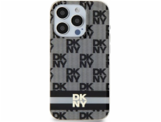 DKNY DKHMP15SHCPTSK iPhone 15 / 14 / 13 6.1 čierno/čierne pevné puzdro IML kockovaný mono vzor a tlačené pruhy MagSafe