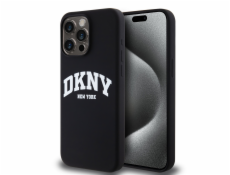 DKNY Tekuté silikónové DKNY biele tlačené logo MagSafe - púzdro na iPhone 12 / iPhone 12 Pro (čierne)