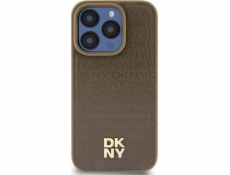 DKNY DKHMP14SPSHRPSW iPhone 14 / 15 / 13 6.1 hnedé/hnedé pevné púzdro Kožený Vzor Kovové Logo MagSafe