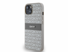 DKNY DKHCP14SPRTHSLE iPhone 14 / 15 / 13 6.1 béžové/béžové pevné púzdro Kožený mono pruh a kovové logo