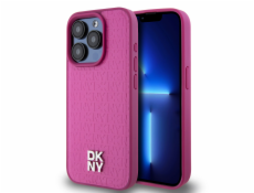 DKNY DKHMP15XPSHRPSP iPhone 15 Pro Max 6,7 ružové/ružové pevné púzdro Kožený Monogram Vzor Kovové Logo MagSafe