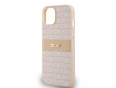 DKNY DKHCP14SPRTHSLP iPhone 14 / 15 / 13 6.1 ružové/ružové pevné púzdro Kožený mono pruh a kovové logo