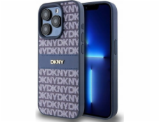 DKNY DKHCP15LPRTHSLB iPhone 15 Pre 6.1 modro/modré pevné púzdro Kožený mono pruh a kovové logo