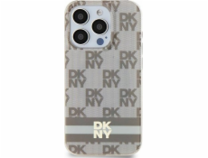 DKNY DKHMP15MHCPTSE iPhone 15 Plus / 14 Plus 6,7 béžový/béžový pevný obal IML kockovaný mono vzor a tlačené pruhy MagSafe