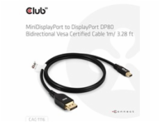 Club3D Kábel MiniDisplayPort na DisplayPort 2.1 Certifikovaný, Obojstranný, 10K60Hz, DSC1.2, UHBR10, 1m