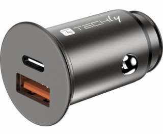 Techly Techly nabíječka do auta Rychlá mini USB-C/A nabíj...